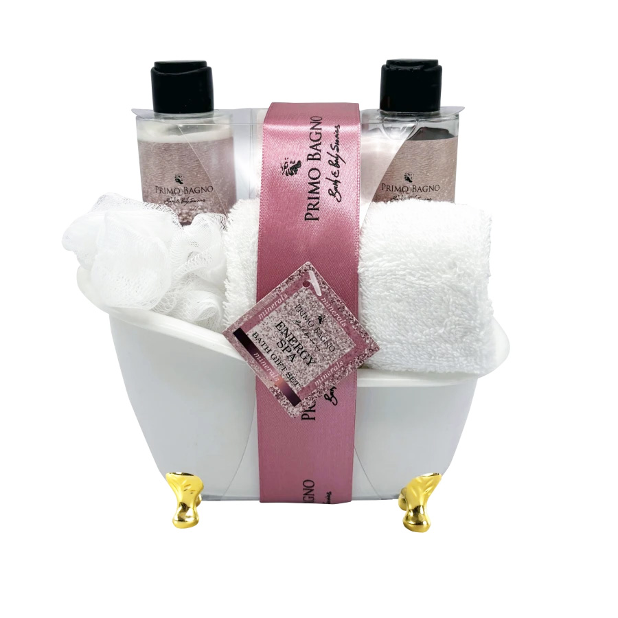 Φωτογραφία προϊόντος: PRIMO BAGNO Energy Spa Λοσιόν σώματος 150ml, Αφρόλουτρο 150ml, Αλατα μπάνιου 100γρ., πέτσετα & σφουγγάρι