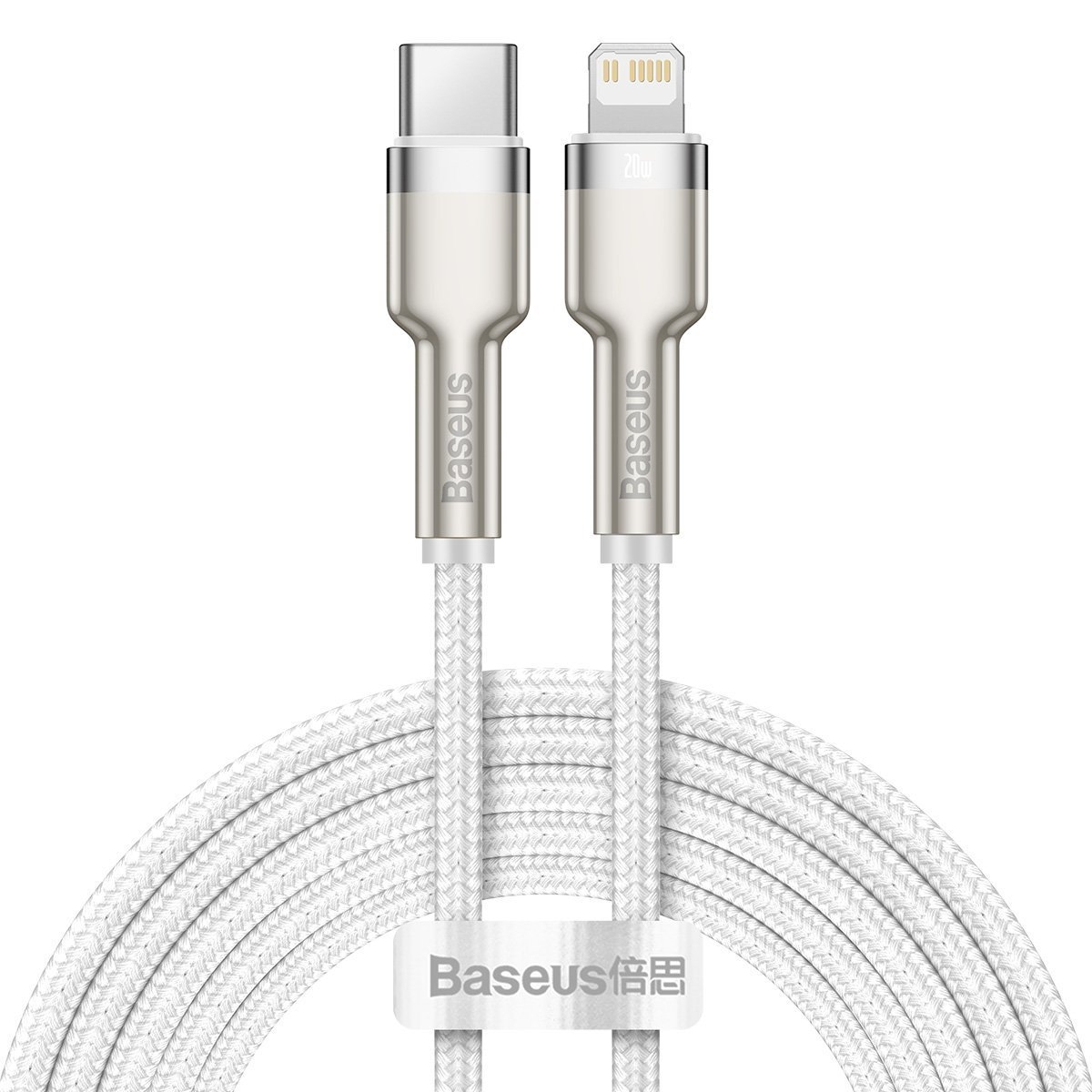 Φωτογραφία προϊόντος: Baseus Cafule Metal Braided USB-C to Lightning Cable 20W Λευκό 2m (CATLJK-B02)