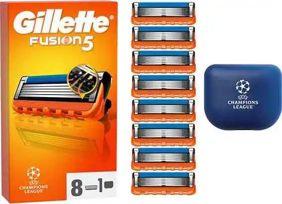 Φωτογραφία προϊόντος: Gillette Fusion5 Ανταλλακτικές Κεφαλές Ξυριστικής Μηχανής 8τμχ & Προστατευτικό Κάλυμμα Ταξιδιού
