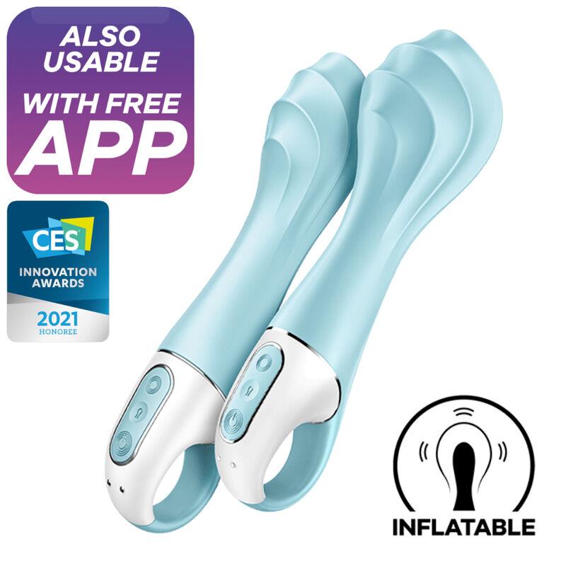 Φωτογραφία προϊόντος: SATISFYER AIR PUMP VIBRATOR 5+ INFLATABLE G-SPOT VIBRATOR APP - BLUE