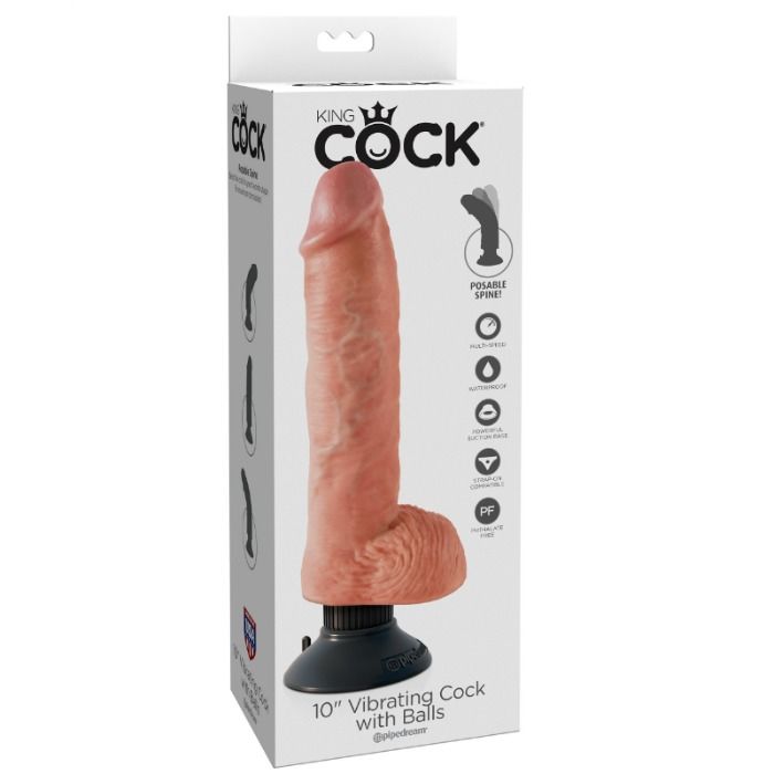 Φωτογραφία προϊόντος: KING COCK 25.5 CM VIBRATING COCK WITH BALLS BLACK