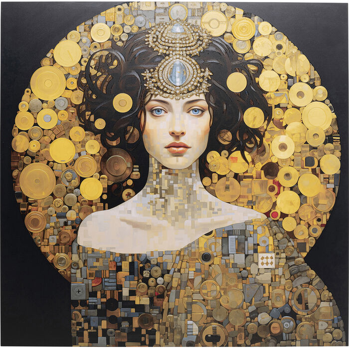 Φωτογραφία προϊόντος: KARE Πίνακας Γυάλινος Art Nouveau Lady 3D Χρυσό/Μαύρο 120x120εκ. - Μαύρο - 120Μx120Υ