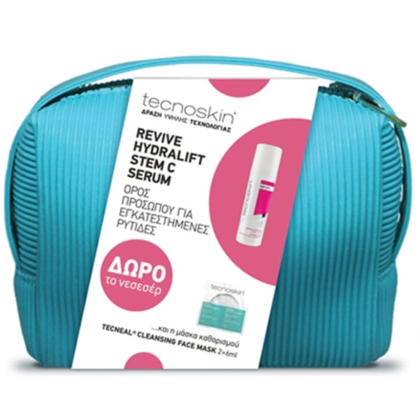 Φωτογραφία προϊόντος: TECNOSKIN Promo Revive &amp; Hydralift Ορός Προσώπου 30ml, Δώρο Tecneal Cleansing Μάσκα Προσώπου, 2x6ml &amp; Δώρο Νεσεσέρ, 1τεμ, 1σετ