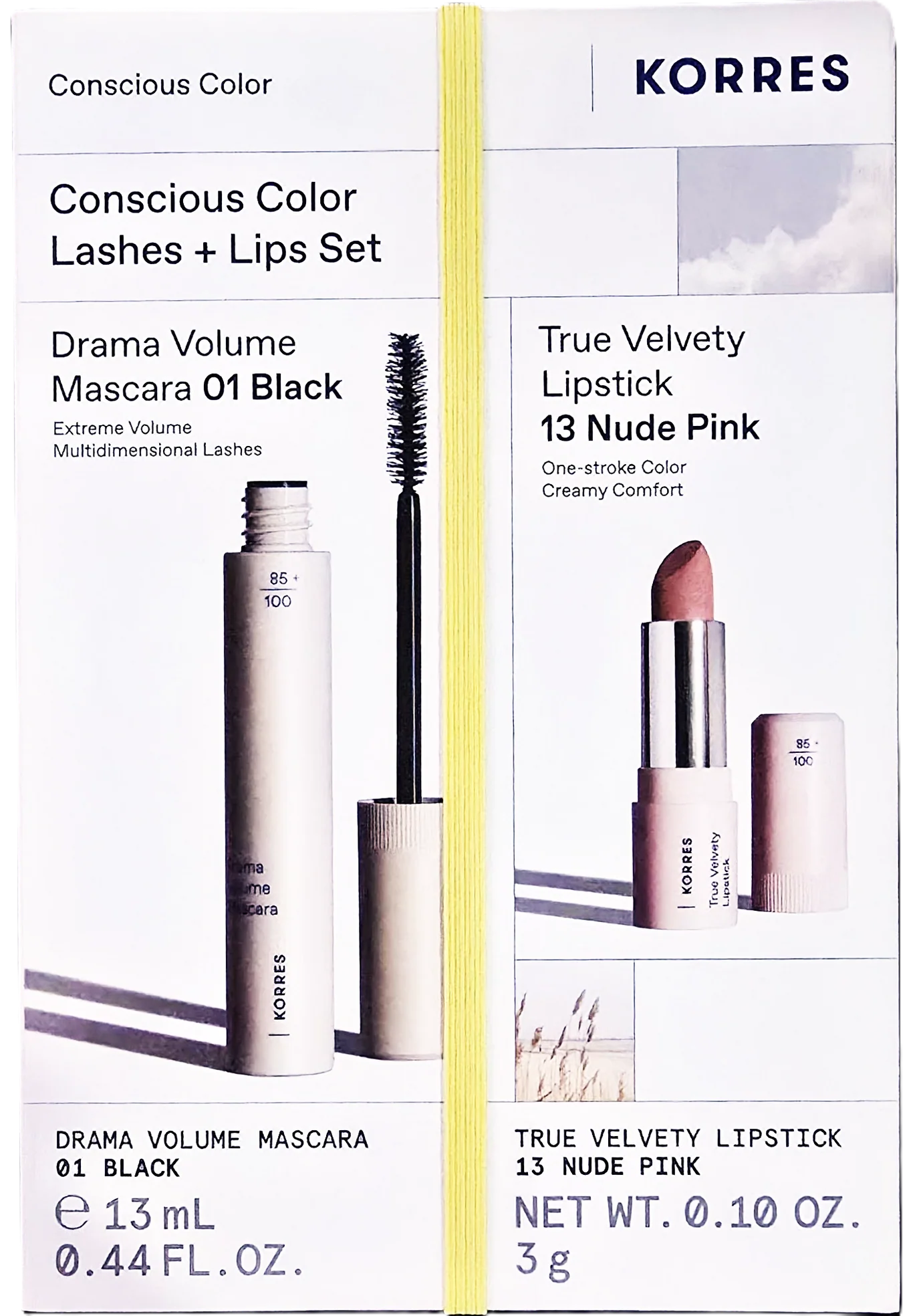 Φωτογραφία προϊόντος: KORRES Consious Color Set with Drama Volume Mascara 01 Black, 13ml & True Velvety Lipstick 13 Nude Pink, 3g