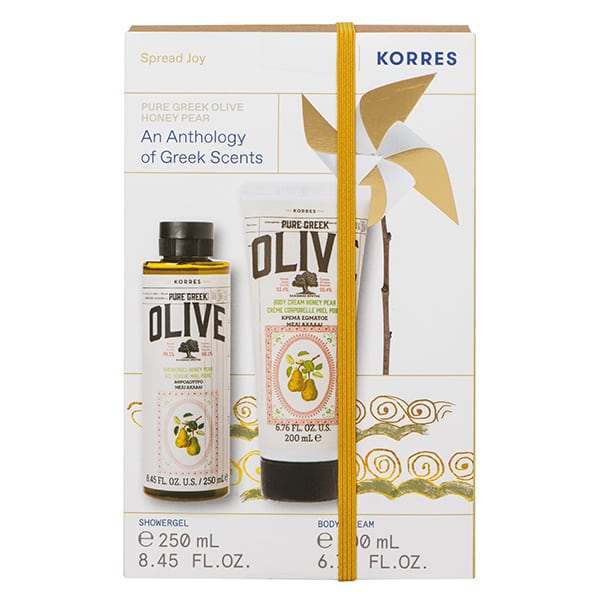 Φωτογραφία προϊόντος: KORRES Promo Pure Greek Olive Honey Pear Αφρόλουτρο, 250ml &amp; Pure Greek Olive Honey Pear Κρέμα Σώματος, 200ml, 1σετ