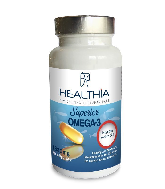Φωτογραφία προϊόντος: HEALTHIA Superior Omega 3 1380mg, Συμπλήρωμα Διατροφής με Ω3 Λιπαρά Οξέα, 60 softgels