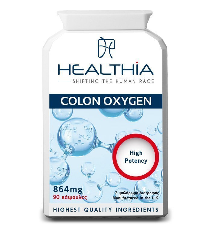 Φωτογραφία προϊόντος: HEALTHIA Colon Oxygen 864mg για Καθαρισμό του Εντέρου, 90 caps
