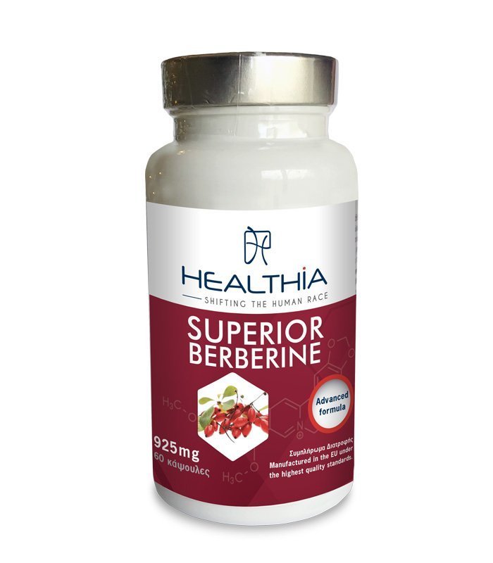 Φωτογραφία προϊόντος: HEALTHIA Superior Berberine 925mg, Συμπλήρωμα Διατροφής με Εκχύλισμα του Φυτού Berberis Aristata, 60 caps
