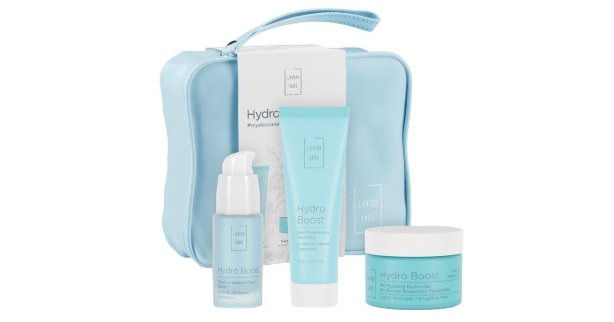 Φωτογραφία προϊόντος: LAVISH CARE Skin Care Essentials Σετ Περιποίησης Προσώπου Εντατικής Ενυδάτωσης με Hydro Boost Τζελ Προσώπου, 50ml, Ενυδατικό Ορό, 30ml, Μάσκα Προσώπου, 75ml &amp; Δώρο Νεσεσέρ, 1τε