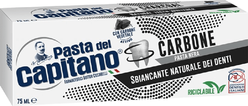 Φωτογραφία προϊόντος: Pasta Del Capitano Charcoal Λευκαντική Οδοντόκρεμα με Ενεργό Φυσικό Άνθρακα 75ml