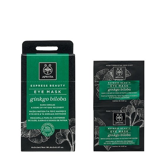 Φωτογραφία προϊόντος: APIVITA Express Beauty, Μάσκα Ματιών με Ginkgo Biloba για Μαύρους Κύκλους &amp; Σημάδια Κούρασης 2x2ml