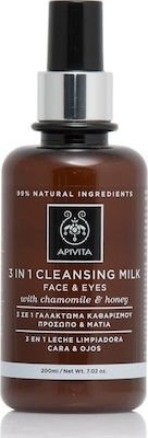 Φωτογραφία προϊόντος: APIVITA Cleansing Milk Γαλάκτωμα Καθαρισμού 3 σε 1 με Χαμομήλι &amp; Μέλι για Πρόσωπο &amp; Μάτια 200ml