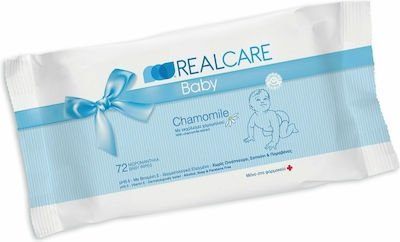 Φωτογραφία προϊόντος: REALCARE REAL CARE Chamomile Μωρομάντηλα χωρίς Οινόπνευμα &amp; Parabens 72τμχ