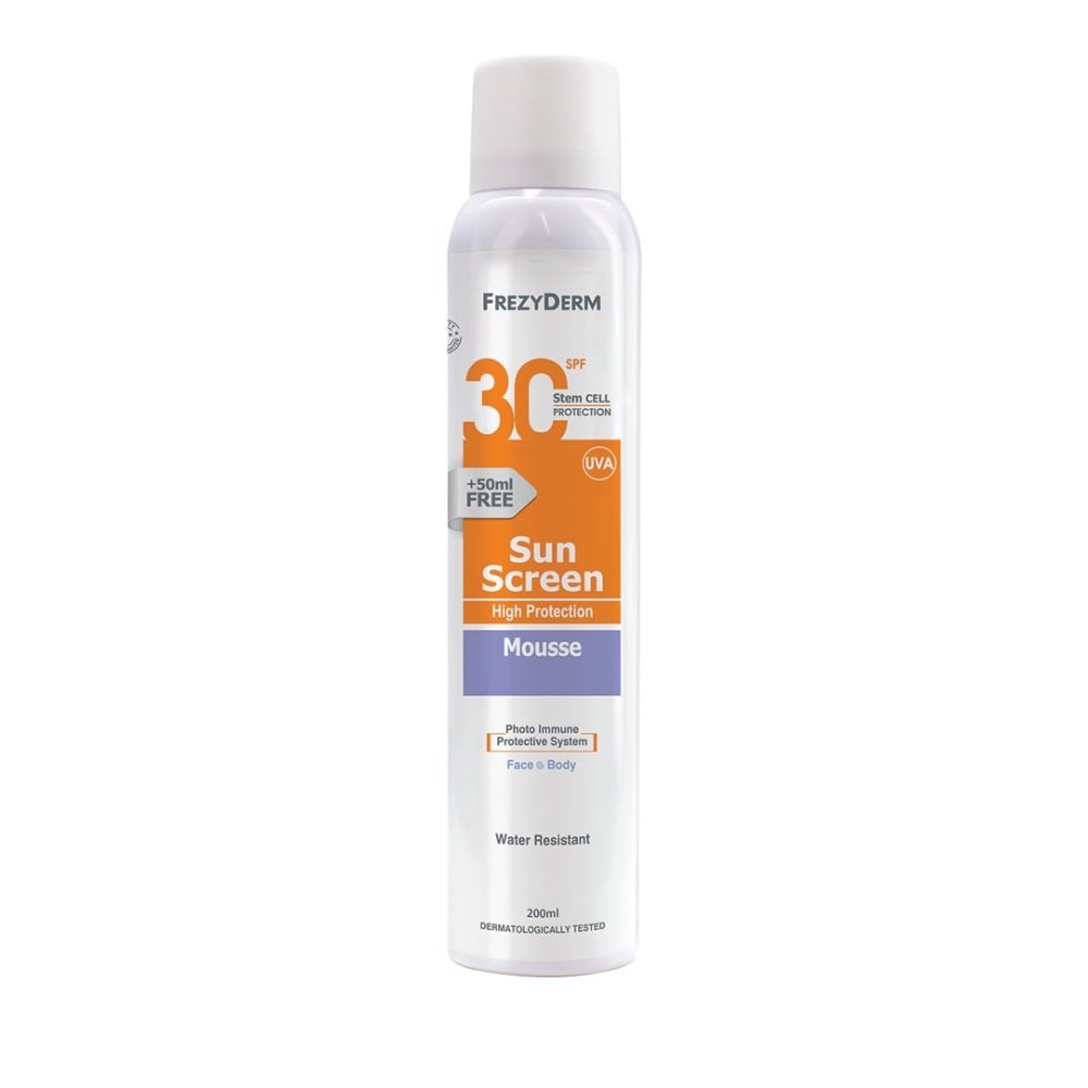 Φωτογραφία προϊόντος: FREZYDERM ΑΝΤΗΛΙΑΚΑ FREZYDERM Sun Screen Mousse SPF30 Αντηλιακό Προσώπου &amp; Σώματος σε Μορφή Αφρού, 200ml