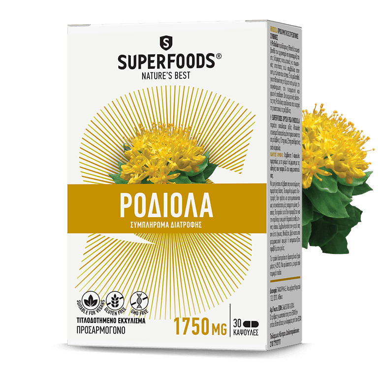 Φωτογραφία προϊόντος: SUPERFOODS Χρυσή Ρίζα Ροδιόλα Συμπλήρωμα για την αντιμετώπιση του Stress, 30 caps