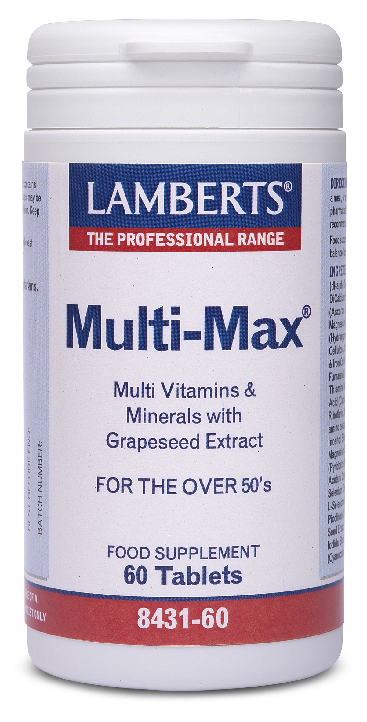 Φωτογραφία προϊόντος: LAMBERTS Multi-Max, Πολυβιταμινούχος φόρμουλα για άτομα άνω των 50 ετών, 60Tabs