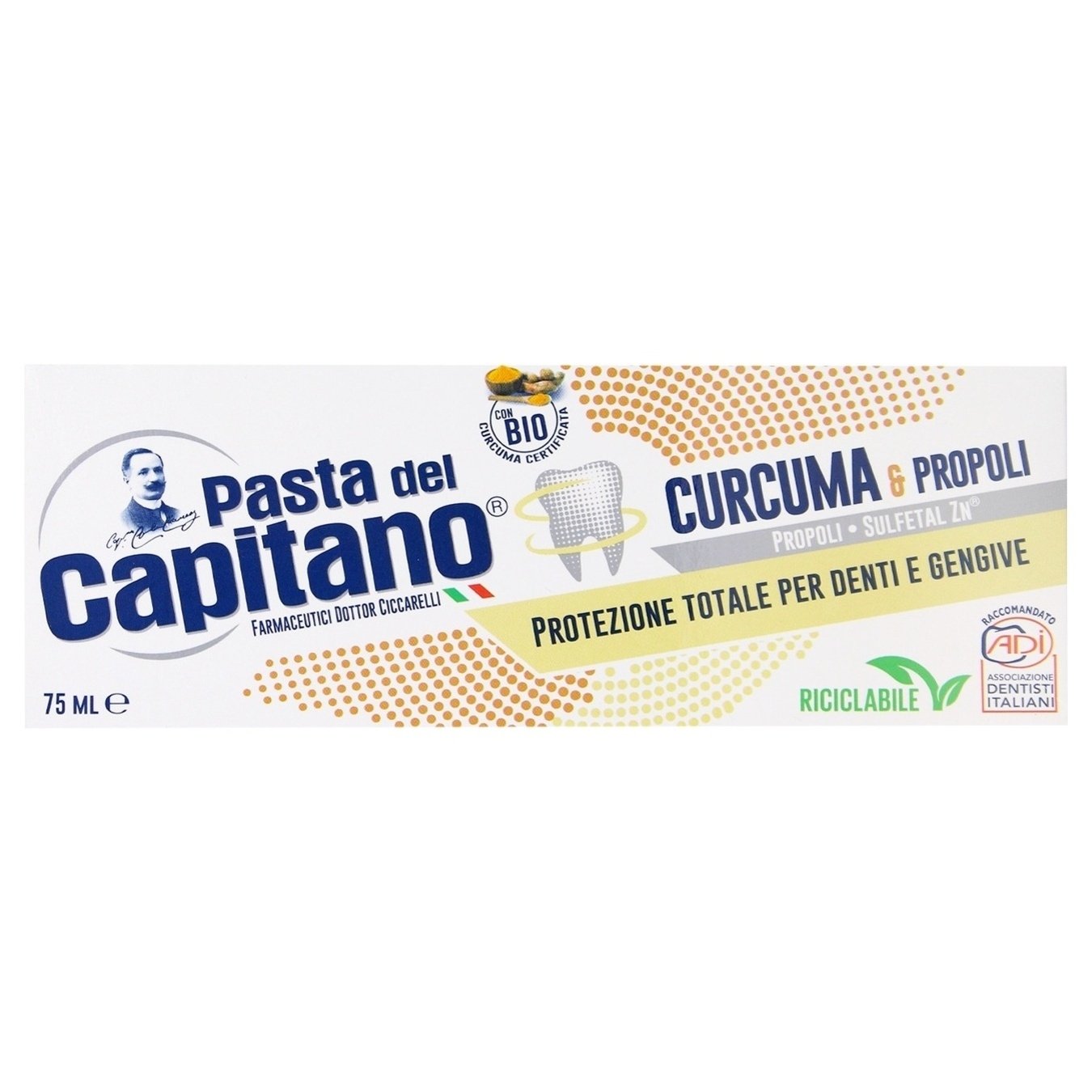 Φωτογραφία προϊόντος: PASTA DEL CAPITANO Turmeric &amp; Propolis Οδοντόκρεμα με Κουρκουμά &amp; Πρόπολη 75ml