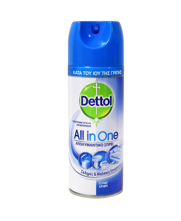 Φωτογραφία προϊόντος: Dettol All In One Crisp Linen Απολυμαντικό Σπρέι 400ml