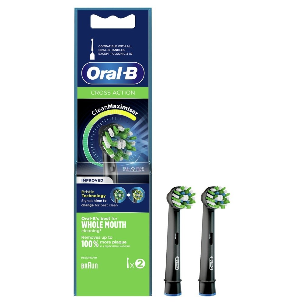 Φωτογραφία προϊόντος: ORAL B Cross Action Black Edition Clean Maximiser Ανταλλακτικές Κεφαλές για Ηλεκτρικές Οδοντόβουρτσες, 2τεμ