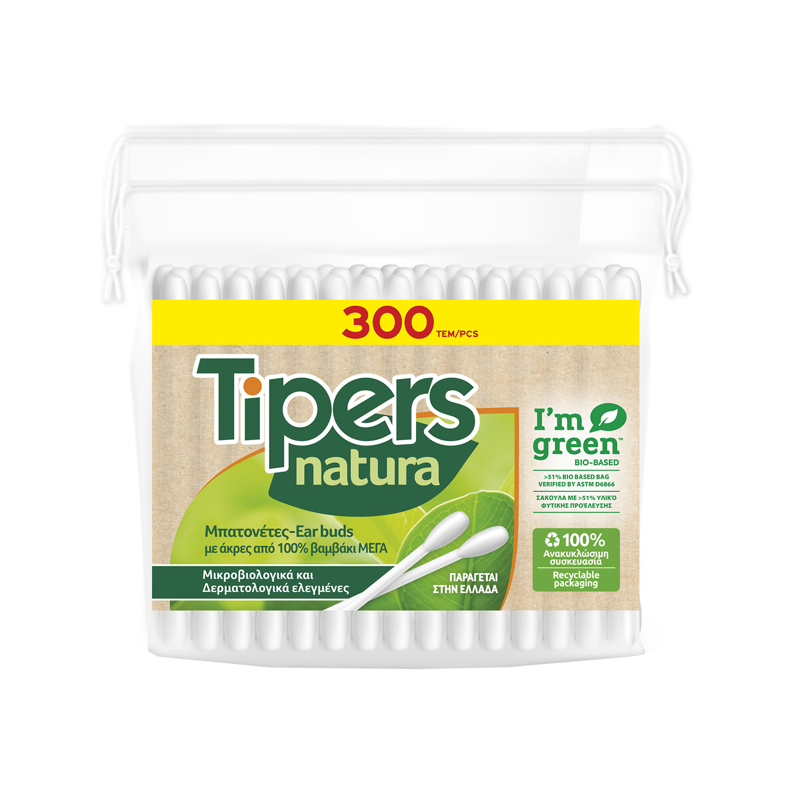 Φωτογραφία προϊόντος: Tipers Natura Οικολογικές Μπατονέτες 300 τεμ