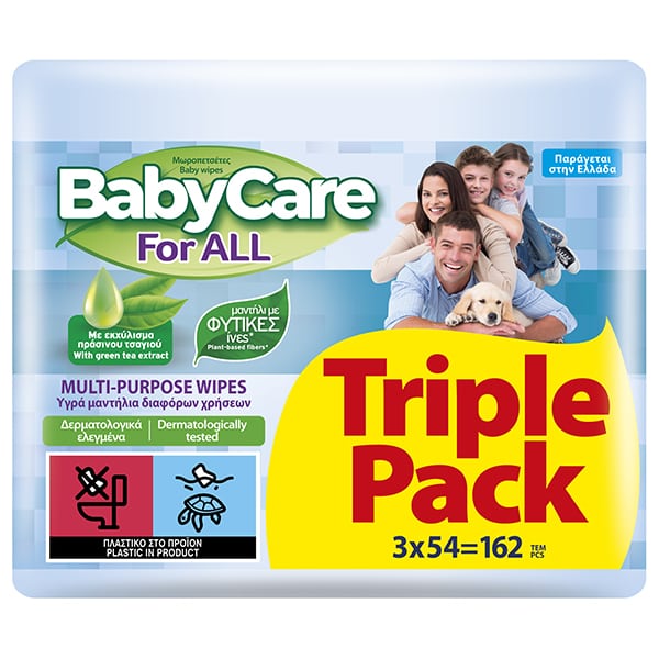 Φωτογραφία προϊόντος: Babycare For All Μωρομάντηλα Τριπλή Συσκευασία 3x54τμχ