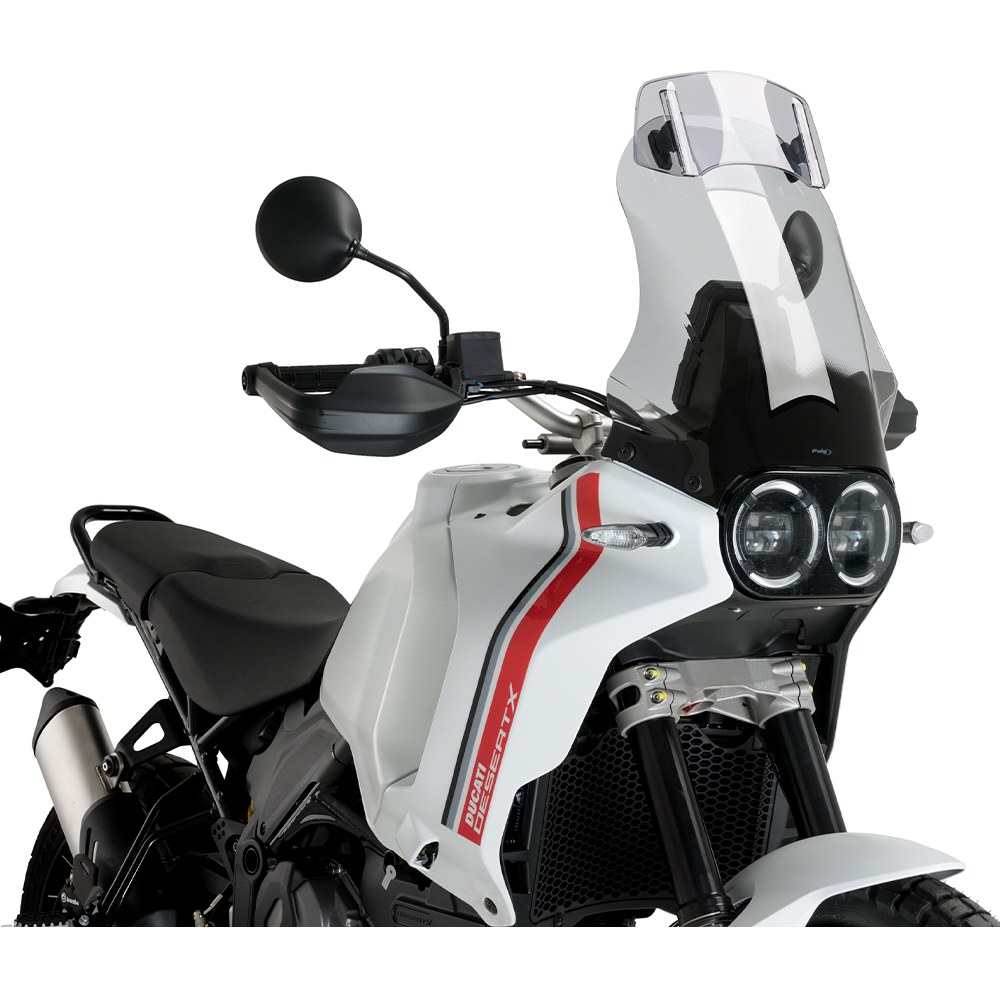 Φωτογραφία προϊόντος: ΖΕΛΑΤΙΝΑ SMOKE TOURING WINDSHIELD ΜΕ VISOR ΓΙΑ DUCATI DESERT X '22-'26/ X DISCOVER '25-'26/ X RALLY '24-'26 21438H | PUIG