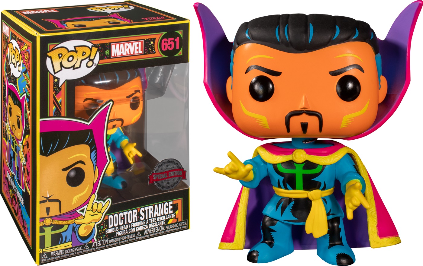 Φωτογραφία προϊόντος: Coolmerch Funko POP! Marvel: Black Light - Dr. Strange (Special Edition) #651 Bobble-Head Vinyl Figure