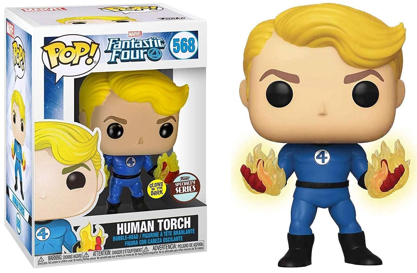 Φωτογραφία προϊόντος: Funko POP! Marvel Fantastic Four Human Torch (Glows In The Dark) Vinyl Bobble-Head Figure #568