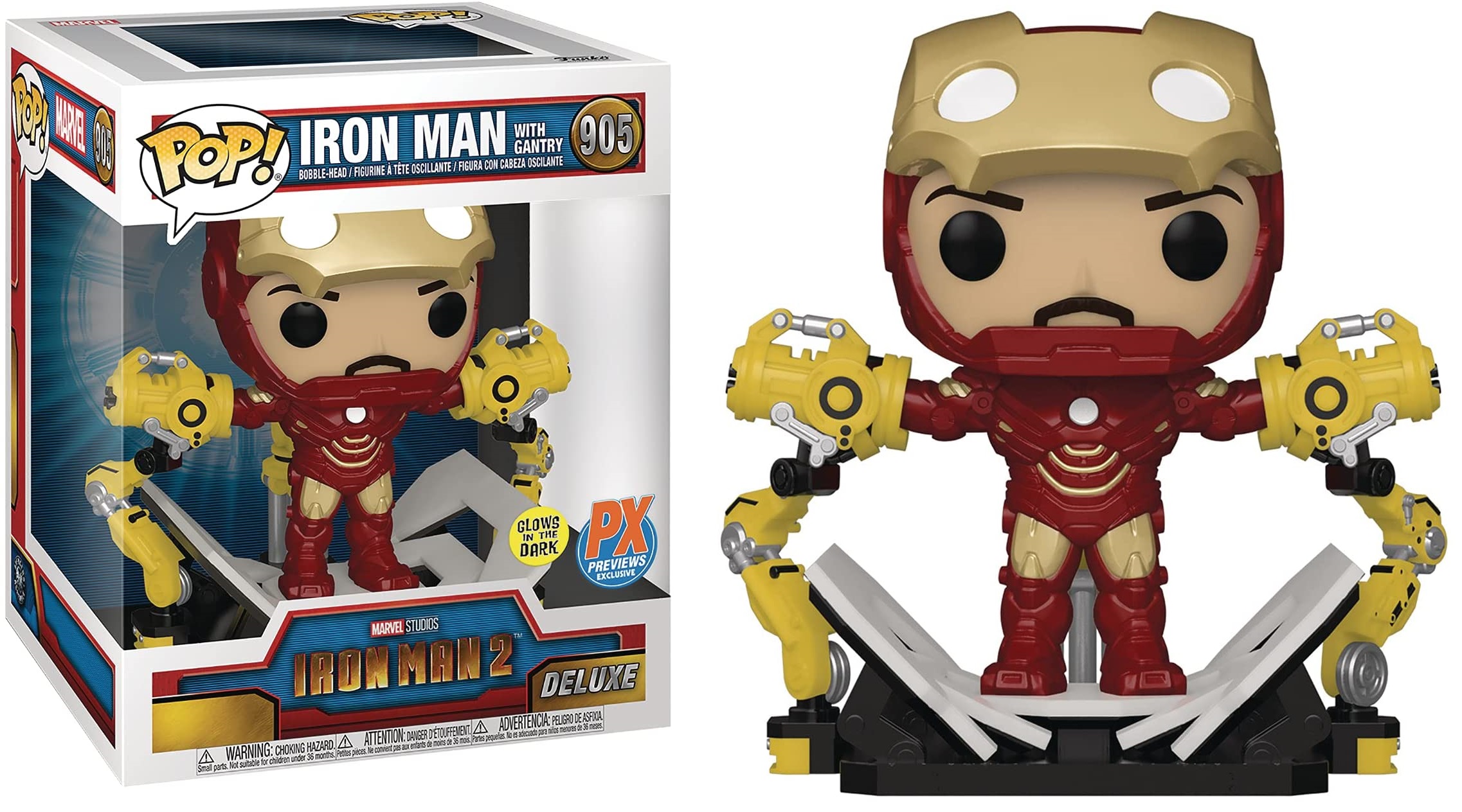 Φωτογραφία προϊόντος: Coolmerch Funko POP! Marvel Deluxe: Iron Man 2 - Iron Man with Gantry (Glows in the Dark), Vinyl Bobble-Head Figure #905