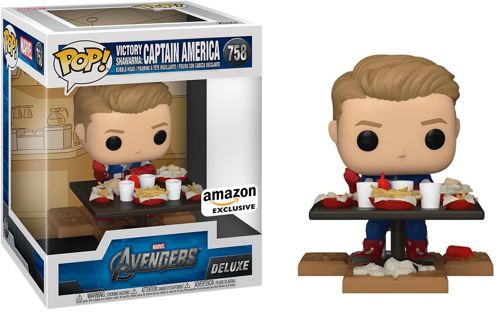 Φωτογραφία προϊόντος: Coolmerch Funko POP! Marvel Avengers Deluxe - Victory Shawarma: Captain America (Amazon Exclusive), Vinyl Bobble-Head Figure #758