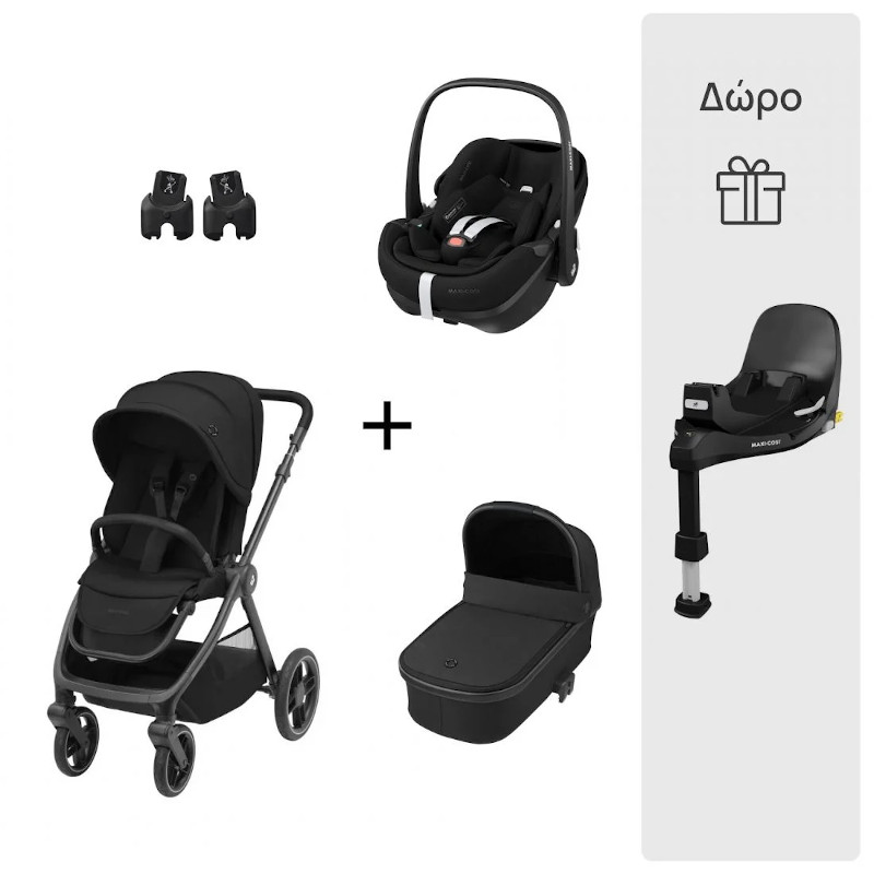 Φωτογραφία προϊόντος: Παιδικό Καρότσι Oxford Essential Black Maxi Cosi + Πορτ Πεμπέ Oria + Kάθισμα Αυτοκινήτου Pebble 360 + Σετ Αντάπτορες Καθίσματος Αυτοκινήτου Δώρο η Βάση FamilyFix 360 PRO
