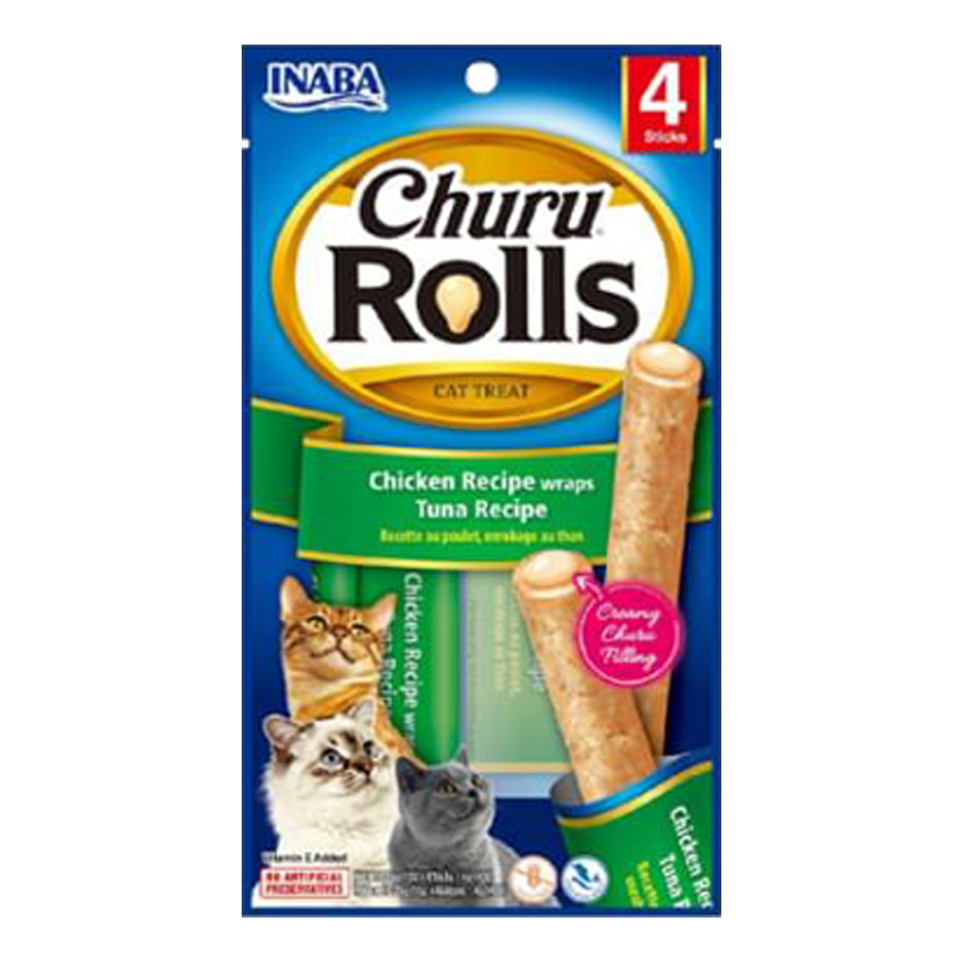Φωτογραφία προϊόντος: Churu Rolls Λιχουδίες Γάτας Με Κοτόπουλο και Τόνο 4x10g