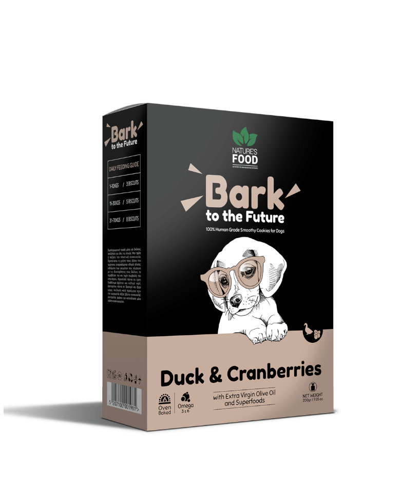 Φωτογραφία προϊόντος: Nature's Food Biscuits Bark the Future Πάπια + Cranberries 200gr