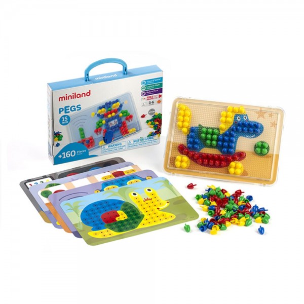 Φωτογραφία προϊόντος: Μωσαϊκό παιχνίδι MINILAND PEGS PRIMARY COLOURS 160τμχ