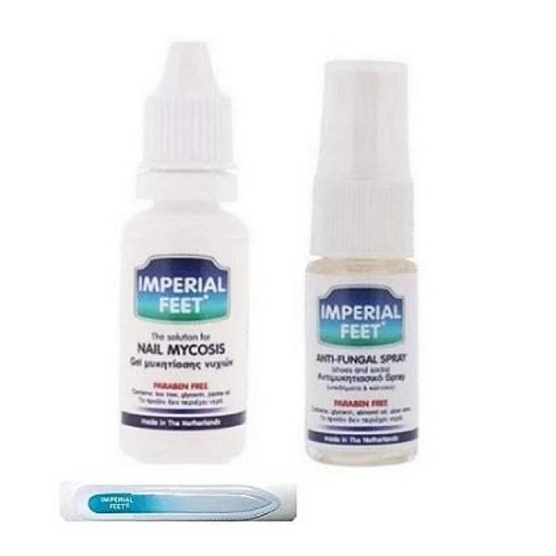 Φωτογραφία προϊόντος: Imperial Feet Set Nail Mycosis Gel Μυκητίασης Νυχιών 20ml, Anti Fungal Αντιμυκητιασικό Spray 10ml & Δώρο Γυάλινη Λίμα 1τεμ.