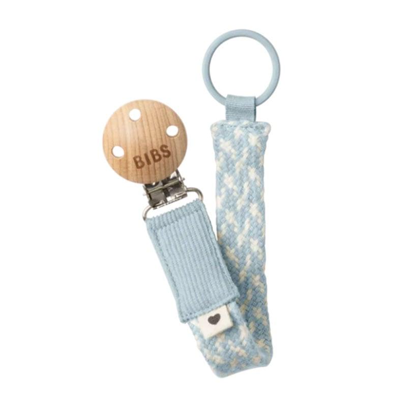 Φωτογραφία προϊόντος: Bibs Pacifier Clip Braided Baby Blue/Ivory Κλιπ Πιπίλας Πλεκτό Γαλάζιο/Άσπρο 1τμχ