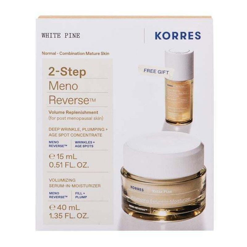 Φωτογραφία προϊόντος: Korres 2 Step Meno Reverse Λευκή Πεύκη Αναπλήρωση Όγκου Κρέμα Ημέρας Για Κανονικές Επιδερμίδες 40ml & Δώρο Ορός Προσώπου 15ml