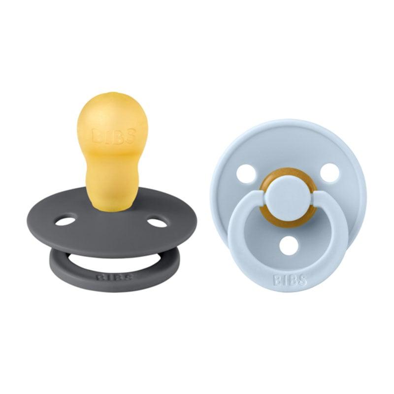 Φωτογραφία προϊόντος: Bibs Colour Natural Rubber Round Size 3 Πιπίλες Καουτσούκ Στρογγυλές 18+m Iron/Baby Blue 2τμχ