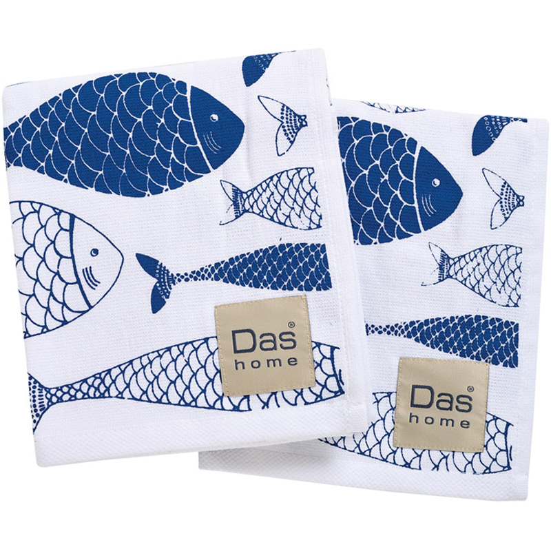 Φωτογραφία προϊόντος: Ποτηρόπανα Σετ 2τμχ Das Home Fish 0737 Blue 40x60