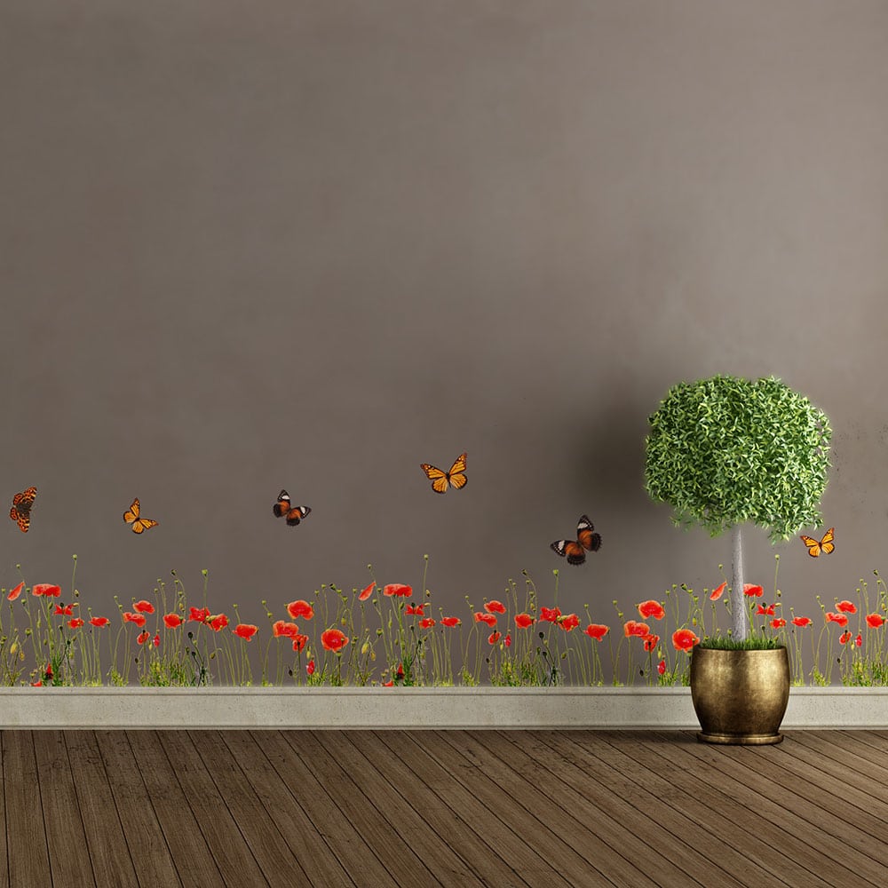 Φωτογραφία προϊόντος: Poppies & Butterflies μπορντούρες αυτοκόλλητες βινυλίου (53002)