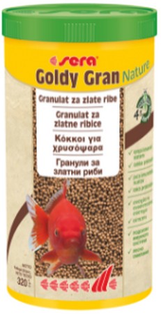 Φωτογραφία προϊόντος: Sera Goldy Gran,Κοκκώδης τροφή για μεγαλύτερα χρυσόψαρα με γεύμα εντόμων 4% Gran Nature , σε κόκκους 250ml SERA (4001942545242)