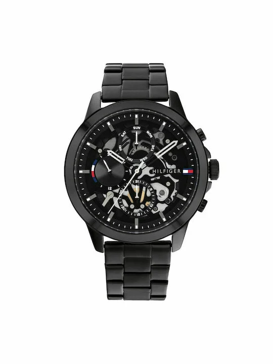 Φωτογραφία προϊόντος: Tommy Hilfiger Henry Ανδρικό Ρολόι 44mm Χρονογράφος Μπαταρίας με Μαύρο Μεταλλικό Μπρασελέ