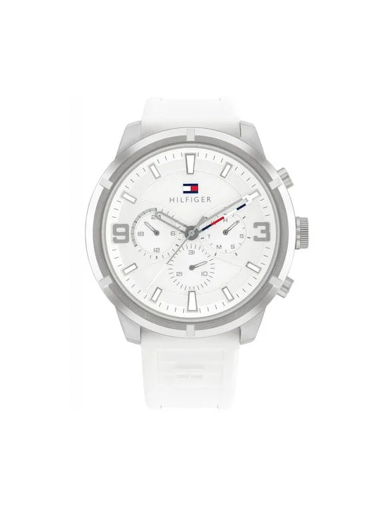 Φωτογραφία προϊόντος: Tommy Hilfiger Ανδρικό Ρολόι Quartz με Λευκό Λουράκι και Λευκό Καντράν