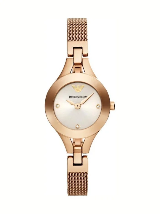 Φωτογραφία προϊόντος: Emporio Armani AR7362 Γυναικείο Ρολόι Quartz με Ασημί Καντράν &amp; Ροζ Χρυσό Μπρασελέ