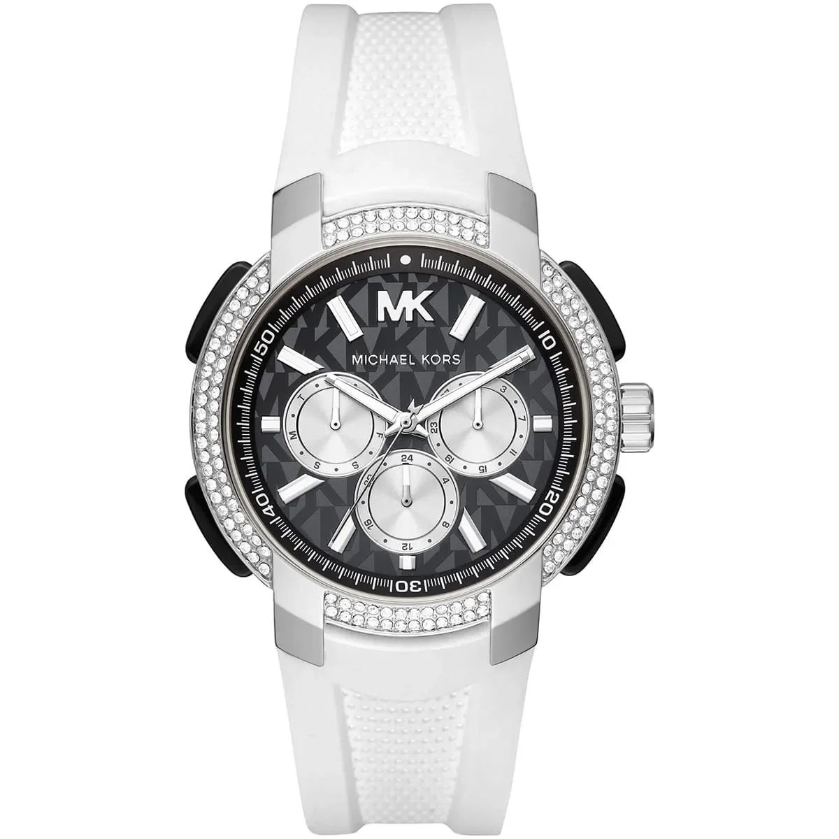 Φωτογραφία προϊόντος: Michael Kors Γυναικείο Ρολόι Quartz Sidney με Μαύρο Καντράν &amp; Λευκό Λουράκι Σιλικόνης