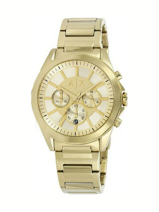 Φωτογραφία προϊόντος: Armani Exchange Ανδρικό Ρολόι 46mm Χρονογράφος Μπαταρίας με Χρυσό Μεταλλικό Μπρασελέ AX2602