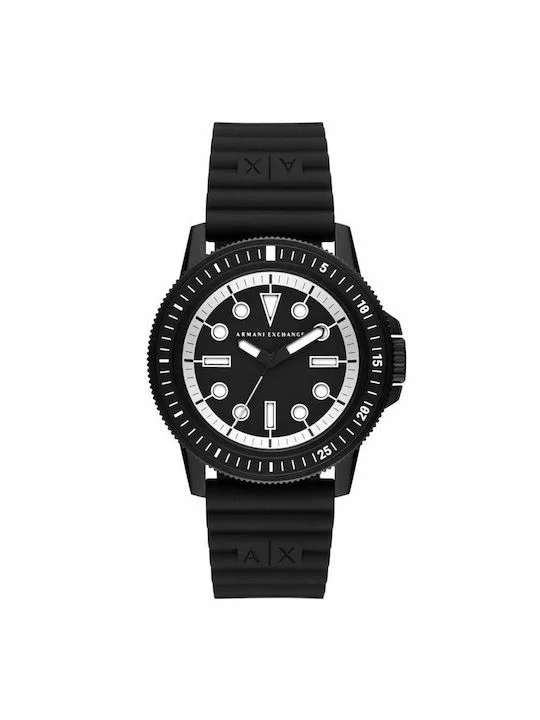 Φωτογραφία προϊόντος: Armani Exchange Leonardo Ανδρικό Ρολόι 42mm Μπαταρίας με Μαύρο Καουτσούκ Λουράκι AX1852