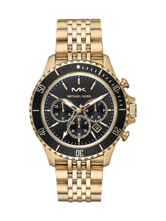 Φωτογραφία προϊόντος: Michael Kors Ανδρικό Ρολόι Χρονογράφος με Χρυσό Μπρασελέ και Μαύρο Καντράν