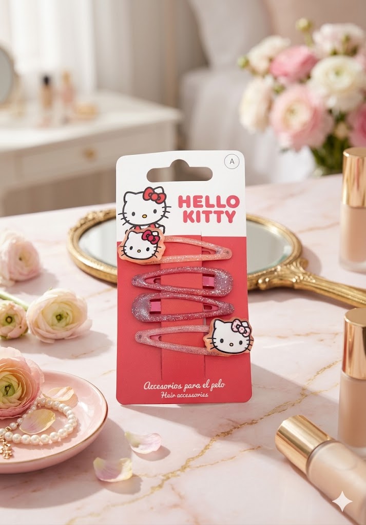 Φωτογραφία προϊόντος: Peach Jewelry Hello Kitty Παιδικά Κοκαλάκια Μαλλιών Κλιτερ Κλακ