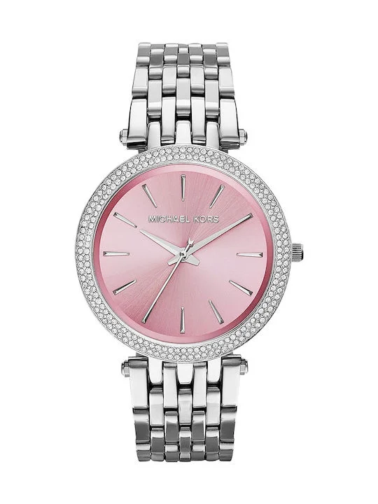 Φωτογραφία προϊόντος: Michael Kors Γυναικείο Ρολόι Darci με Ροζ Καντράν &amp; Ασημί Μπρασελέ